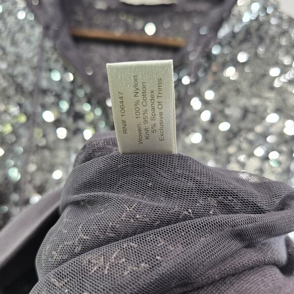 Boston Proper Jacket Womens Medium Purple Silver Sequin Hooded Sport Stretch - Picture 11 of 13